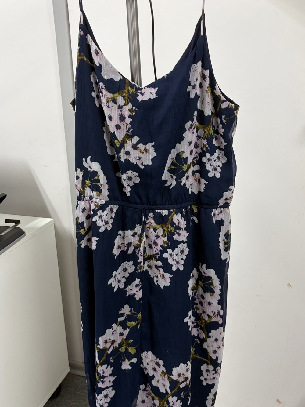 VERA MODA pink floral on navy Spaghetti Strap Dress